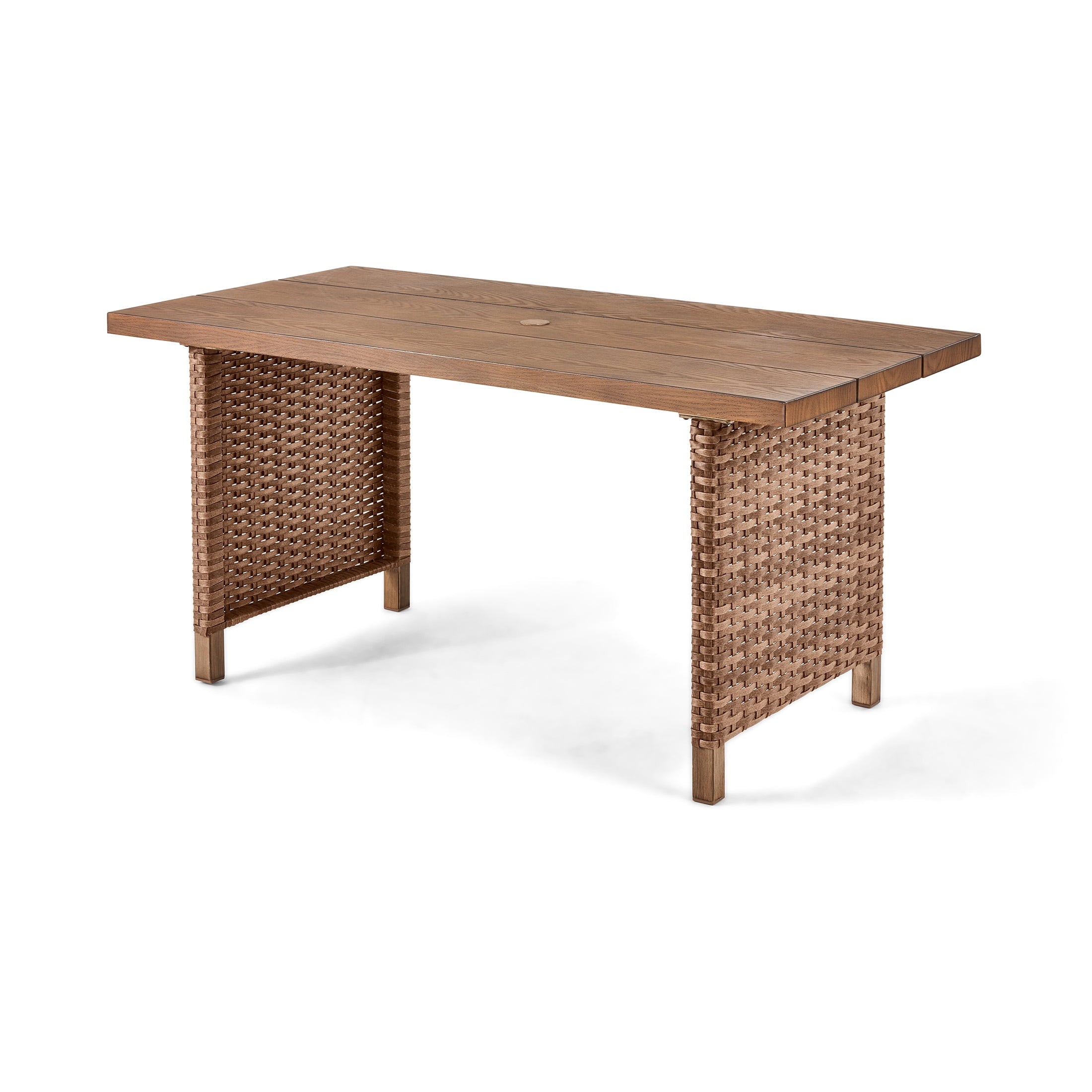  Brookbury 4-Piece Outdoor Wicker Patio Sectional Dining Set, Terracotta Cushions