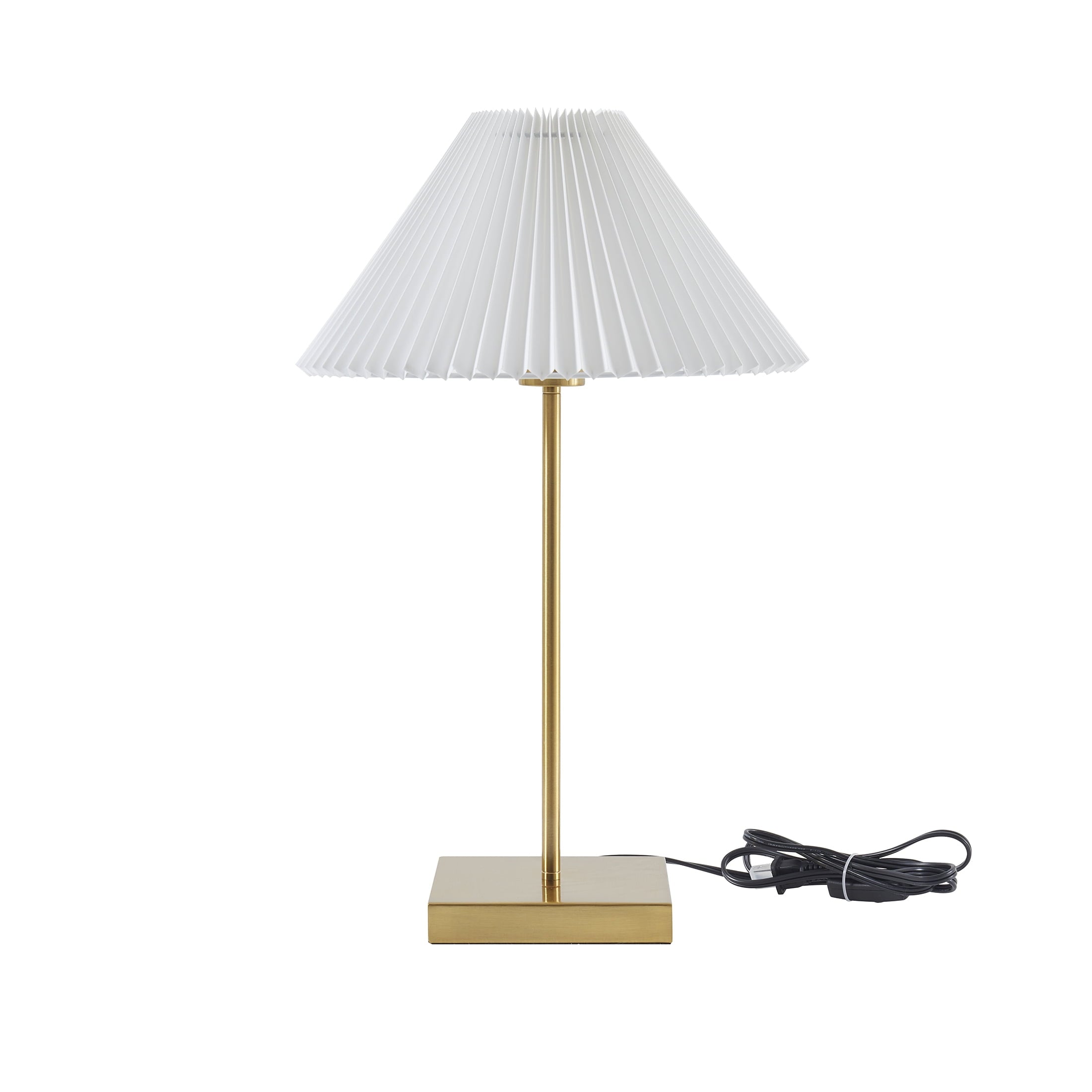  21" Gold Brass Pleated Shade Table Lamp
