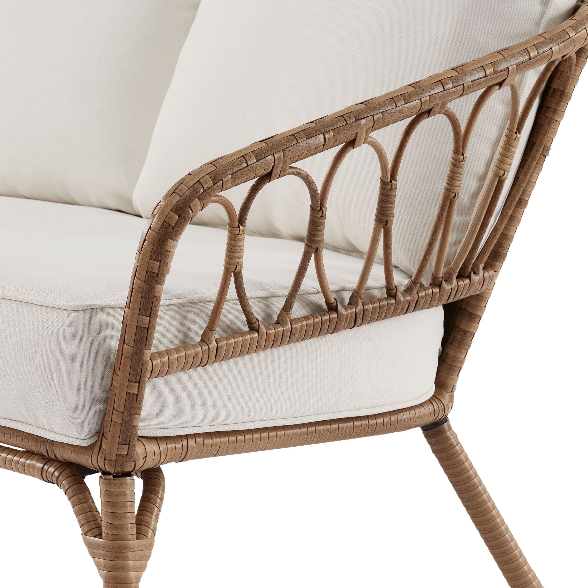  Willow Sage All-Weather Wicker Outdoor Loveseat and Ottoman Set, Beige