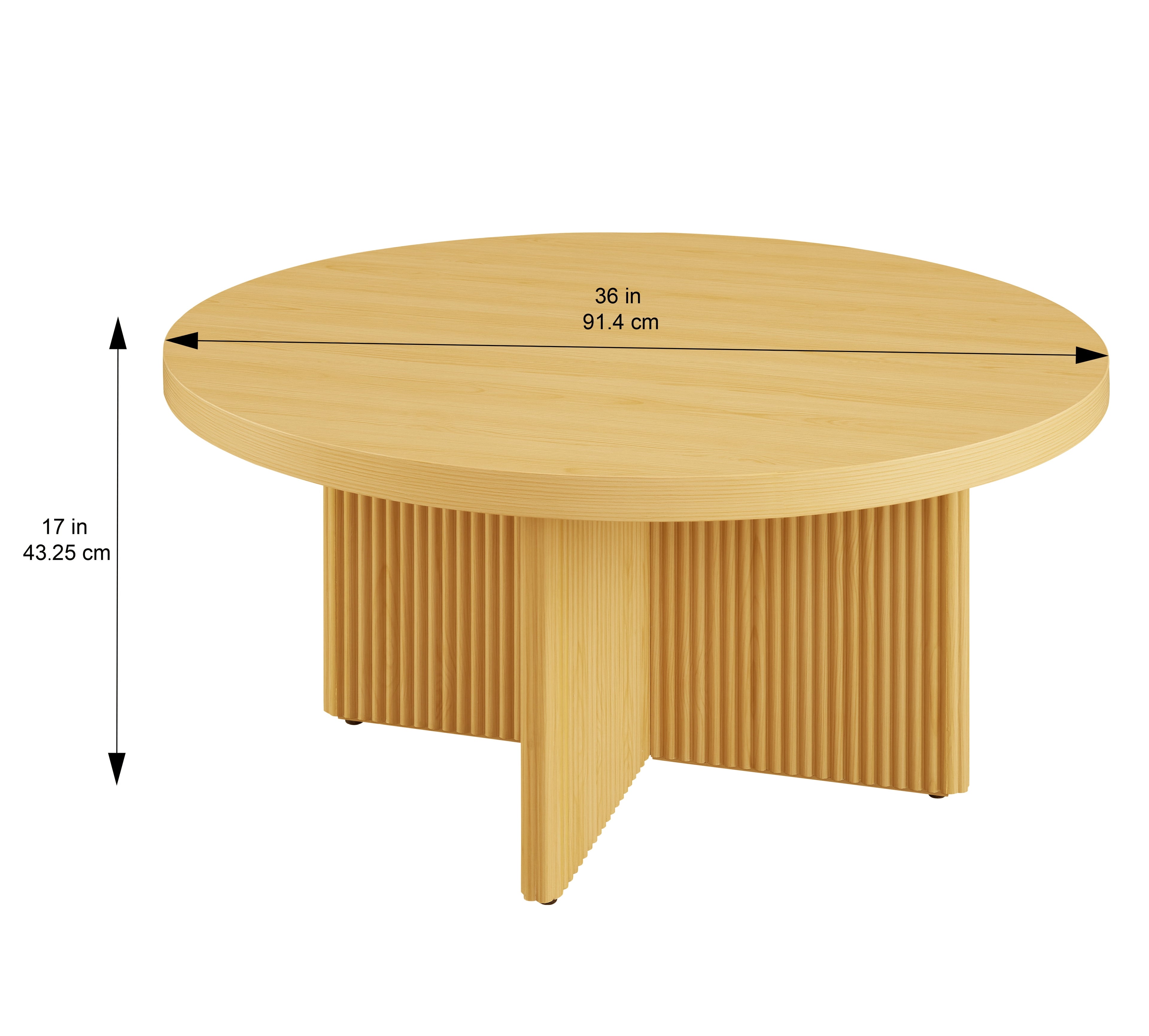 Open Box  Lillian Fluted Coffee Table, Natural Pine Finish