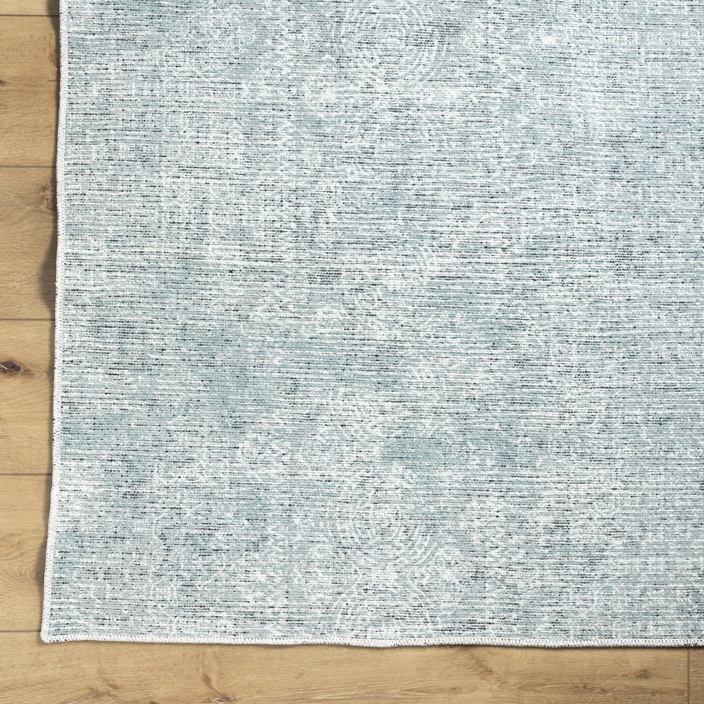 Boho Circles Washable Non-Skid Area Rug, Blue, 5' 3" x 7'