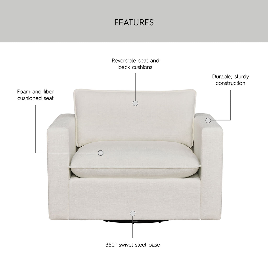  Weston Cloud Swivel Accent Chair, White