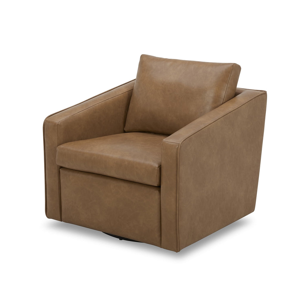  Steele Swivel Accent Chair, Camel Faux Leather