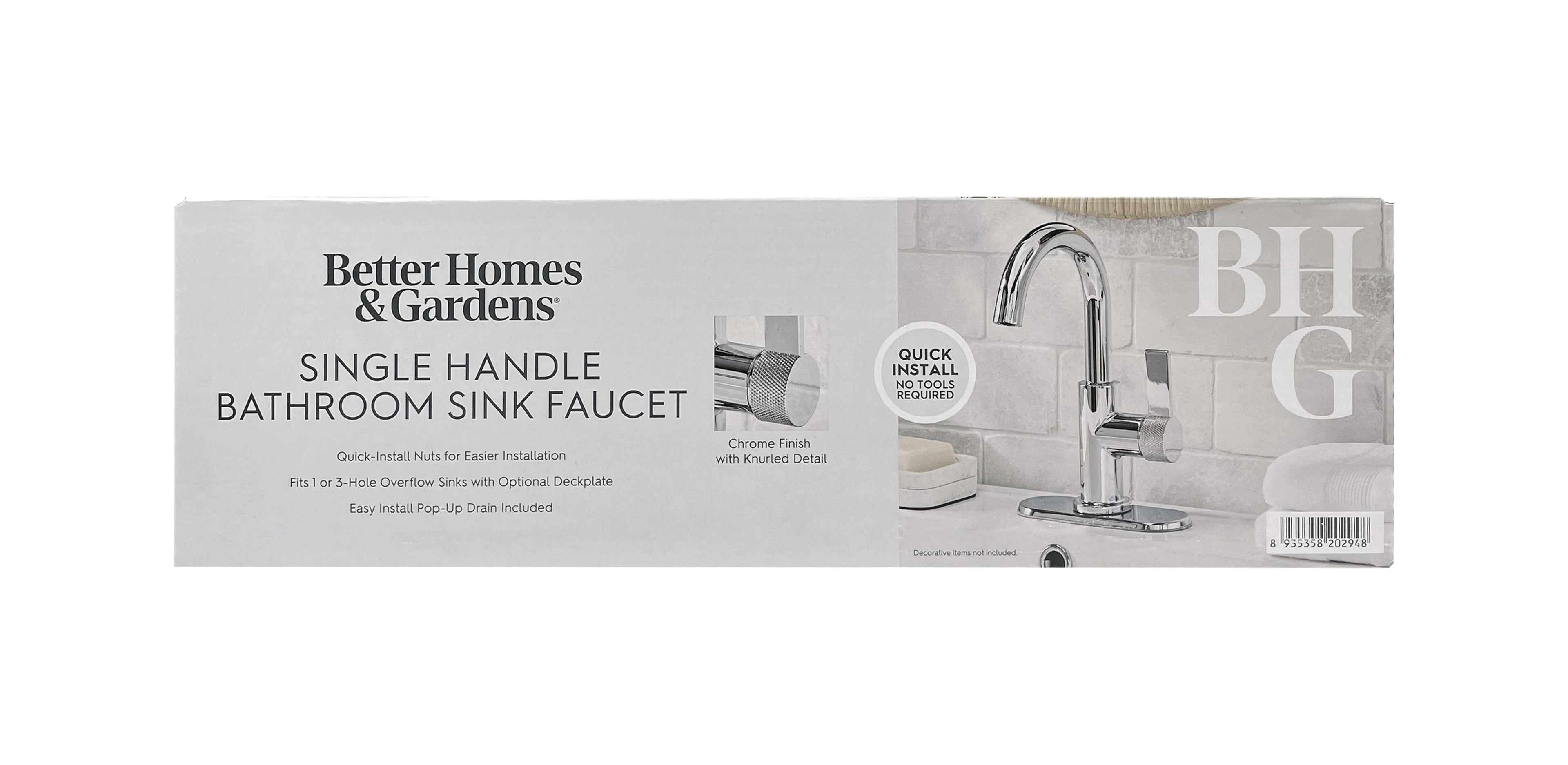  Chrome Single Handle High-Arc Bathroom Faucet with Knurled Handle