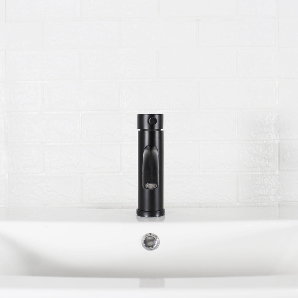  Elmont Single Handle Bathroom Sink Faucet, Matte Black, Includes Push Pop-Up Drain