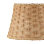  Cream Ceramic Table Lamp with Rattan Shade, 18 Inches