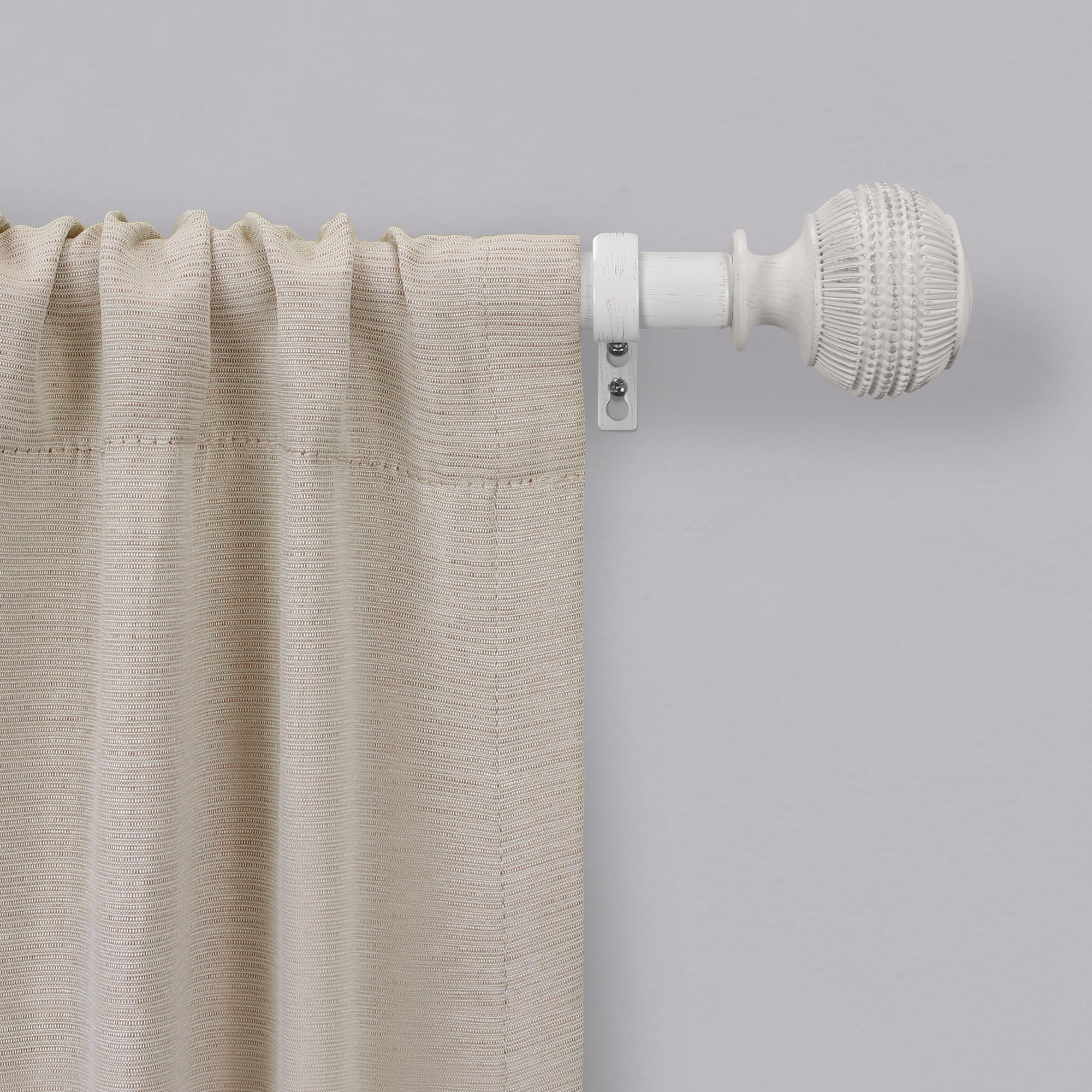  1" Textured Knob Curtain Rod, 42-120", White