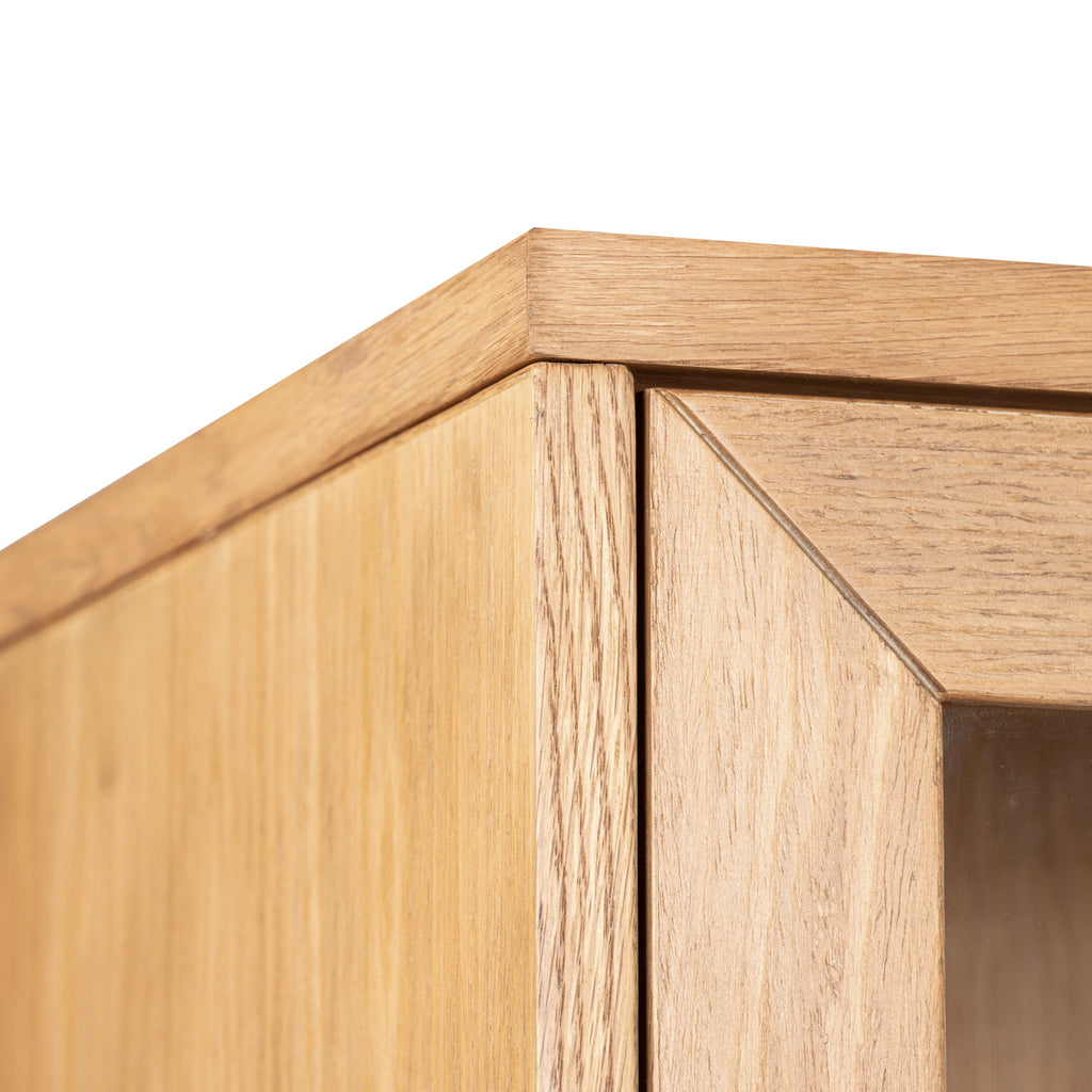  Ezra China Cabinet, Light Honey Finish and Black Stand