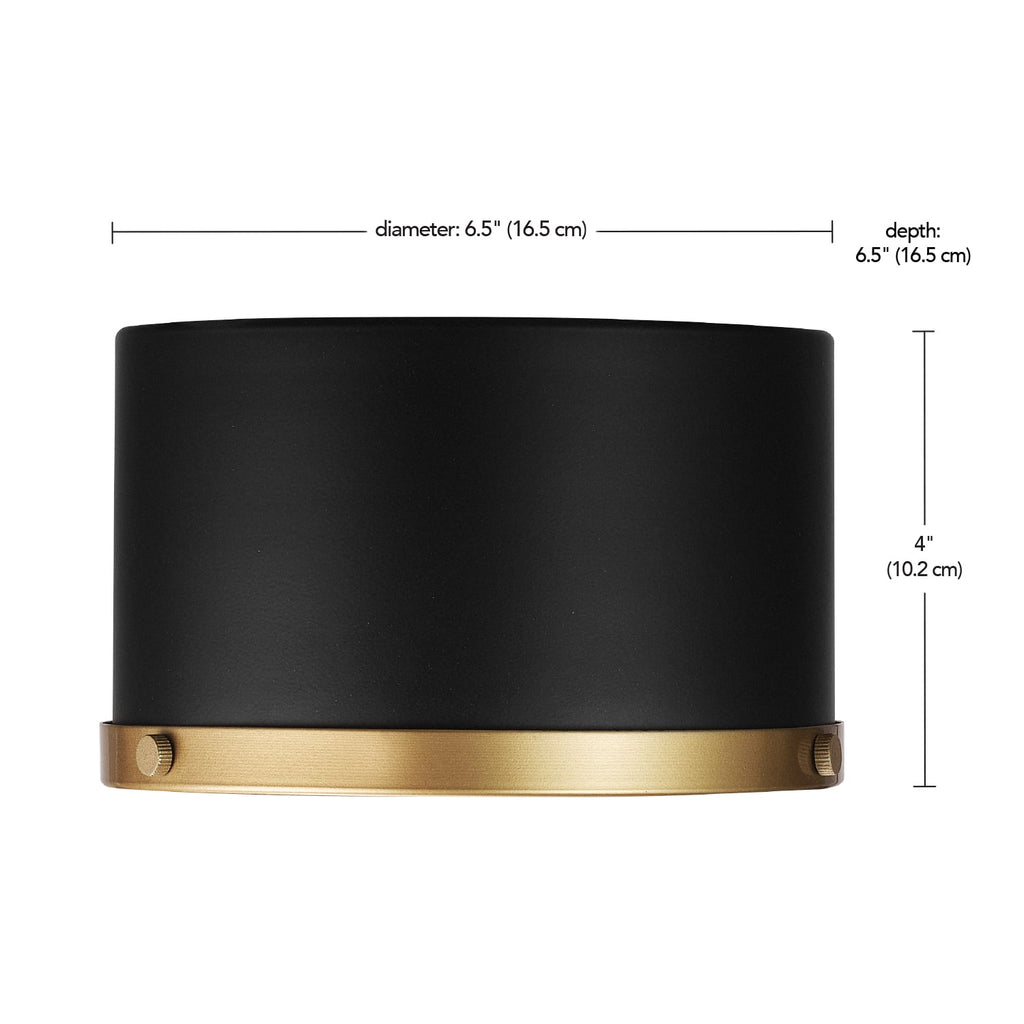  1- Light 6.5" Flush Mount Light Matte Black and Glass Shade with Bulbs