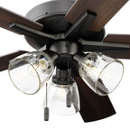  52" Bronze Transitional Ceiling Fan, 5 Reversible Blades, 3 LED Bulbs Included