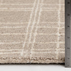  Beige Plaid Wool Indoor Area Rug, 7'10"x9'10"