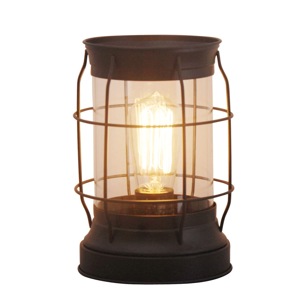  Bronze Metal and Glass Edison Lantern 9"H, LED Bulb Included