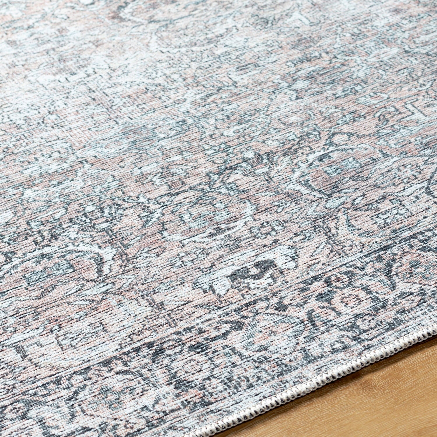  Persian Blooms Runner Washable Non-Skid Area Rug, Brown, 2'5" x 7'