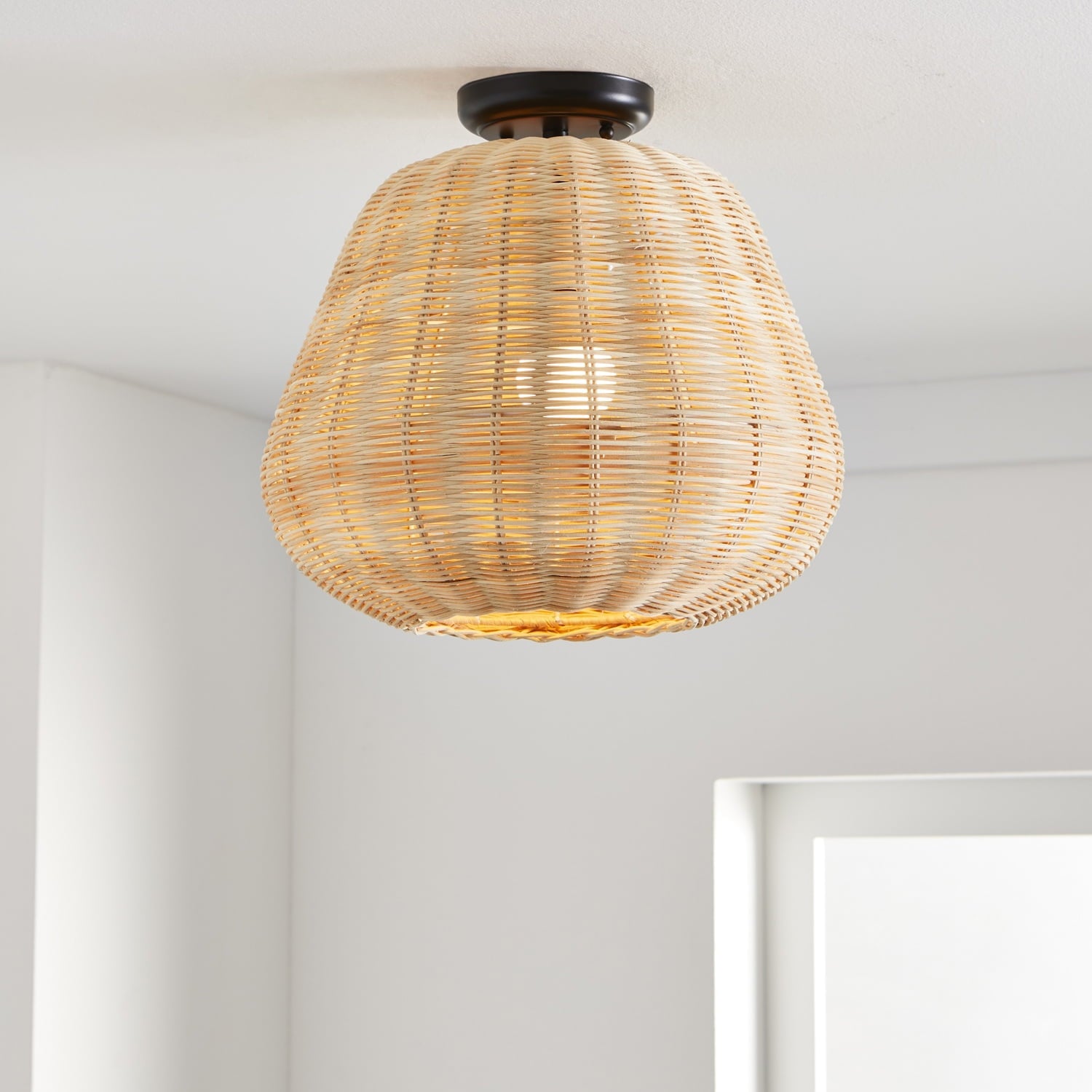  Nature Woven Ceiling Light, A19 60W Soft White, Medium Base, Dimmable, 1 pack