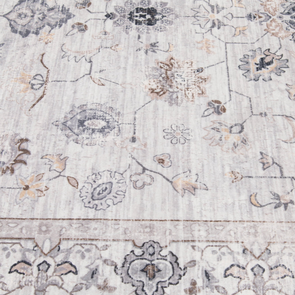  Persian Blooms Ivory Faux Fur Indoor Area Rug, 5'x7'