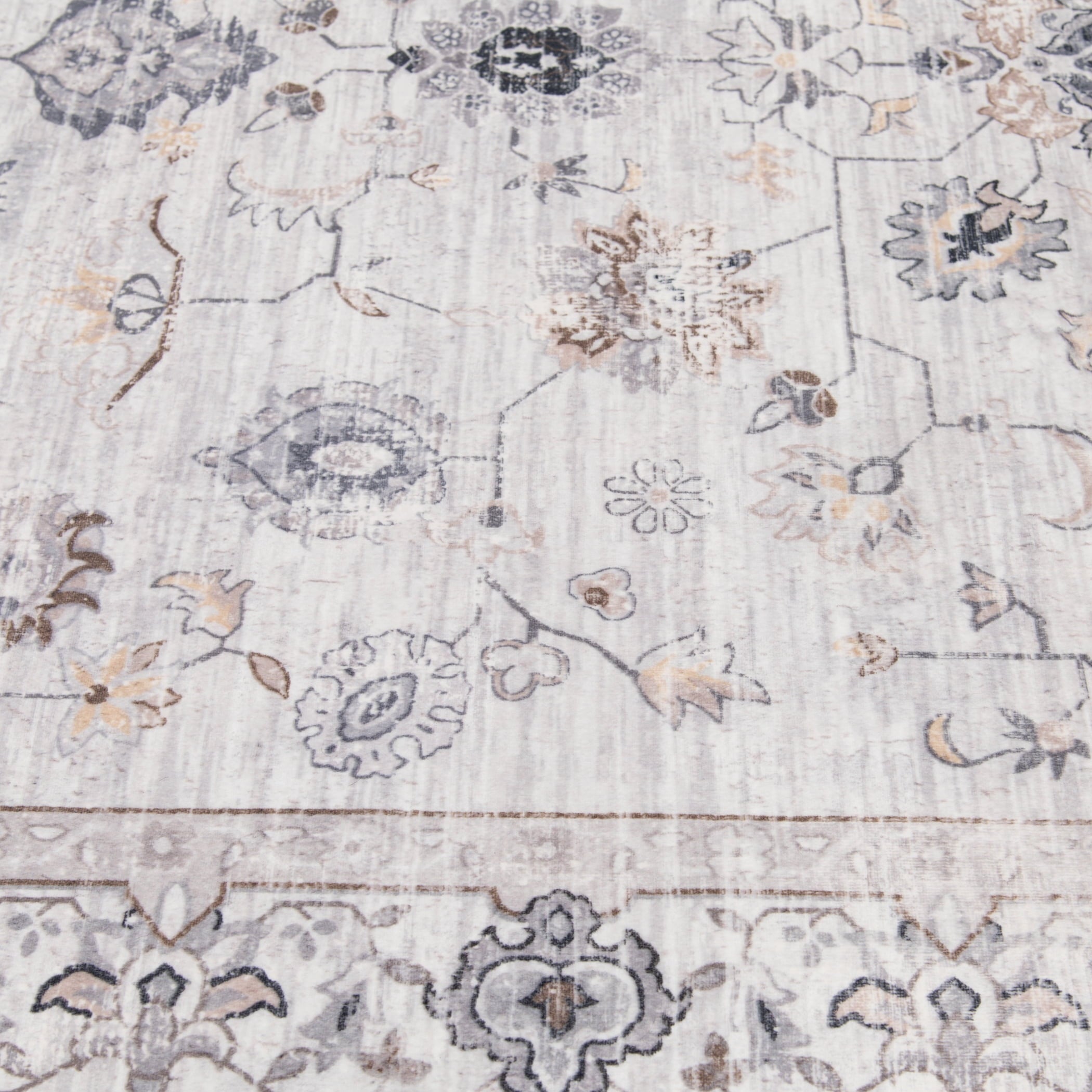  Persian Blooms Ivory Faux Fur Indoor Area Rug, 5'x7'