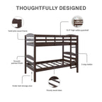  Leighton Solid Wood Twin-over-Twin Convertible Bunk Bed, Mocha