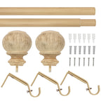  1 in. Natural Wood Poly Single Curtain Rod, 42-120"