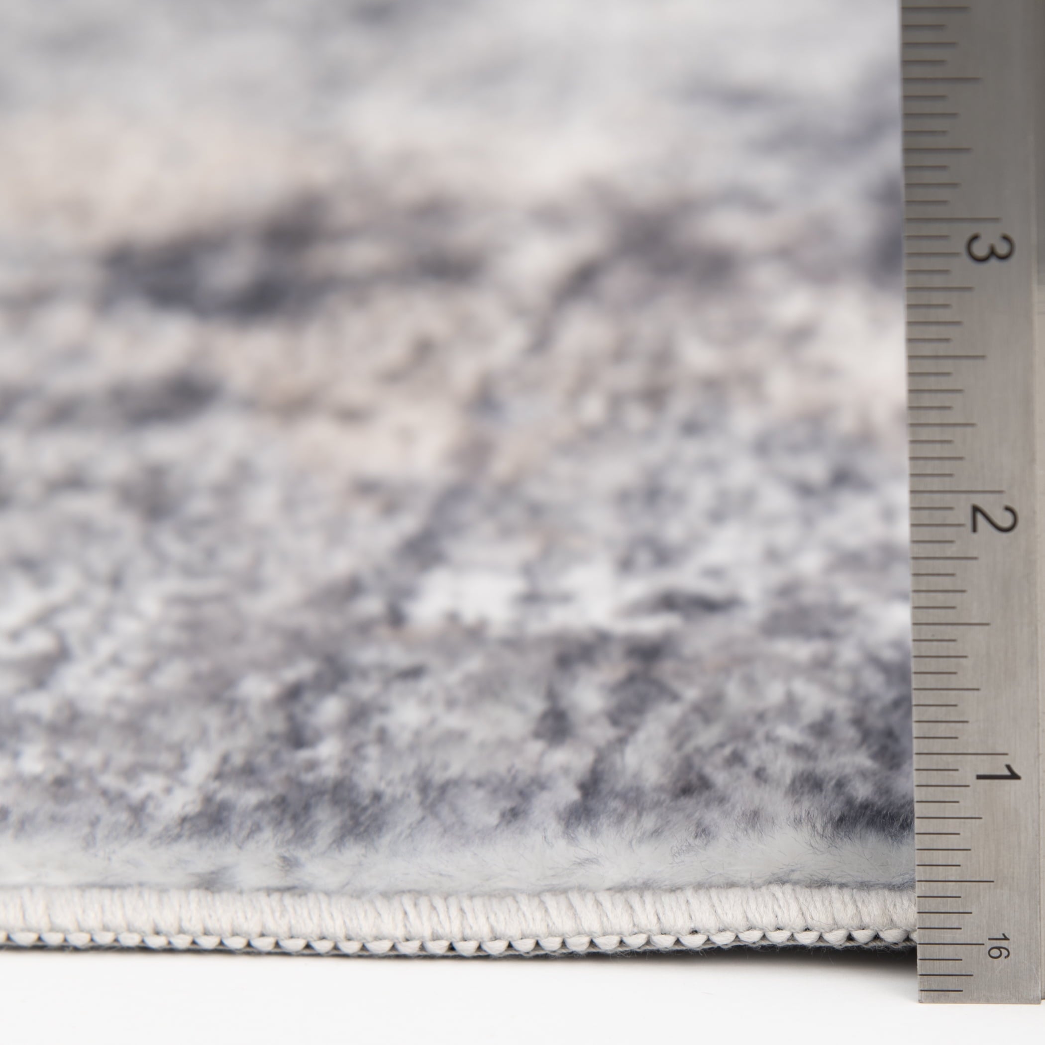  5' x7' Grey Beige Abstract Machine Washable Faux Fur Indoor Area Rug