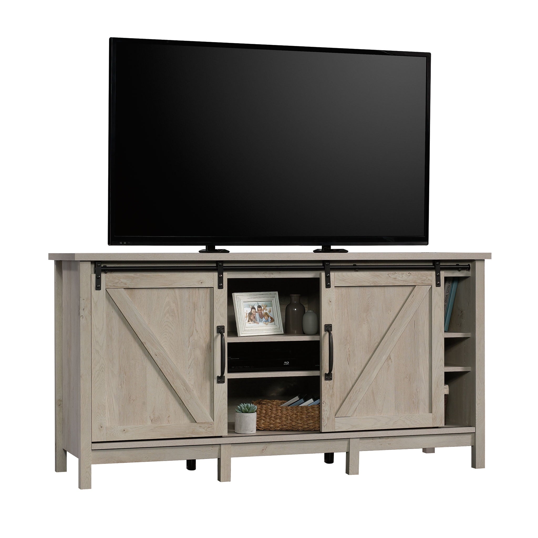  Modern Farmhouse TV Stand for TVs up to 70", Rustic White Finish