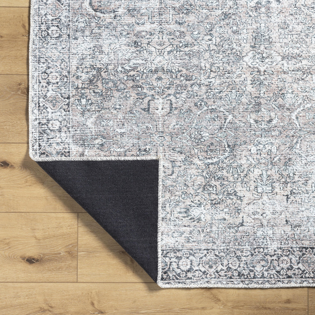  Persian Blooms Washable Non-Skid Indoor Area Rug, Brown, 5'3" x 7'