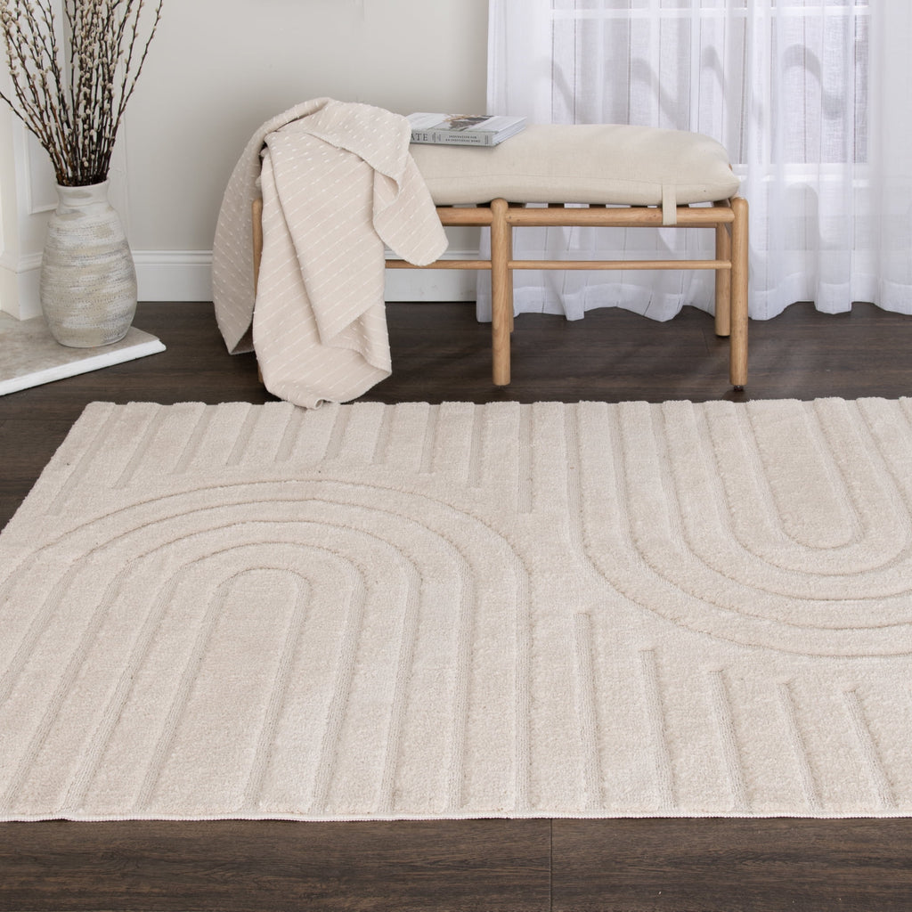  Arches Hi Low Indoor Area Rug, Ivory, 5'x6'7"