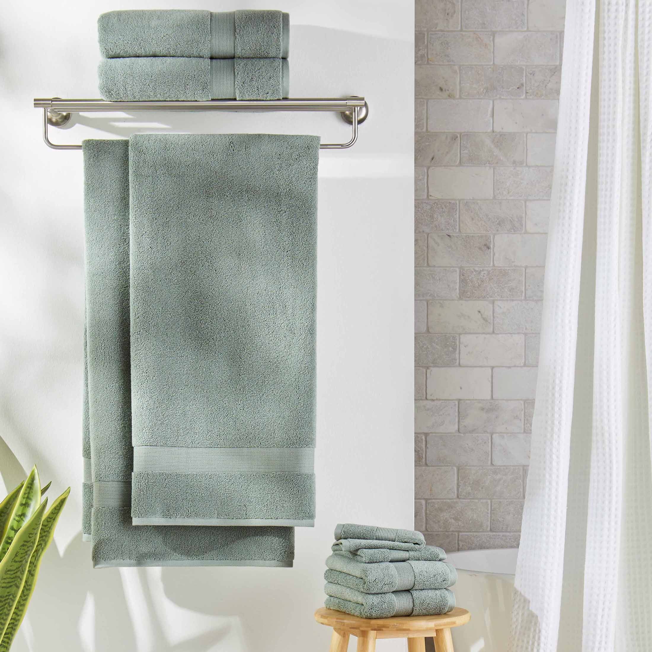  Signature Soft Solid Cotton 6 Piece Bath Towel Set,Green River