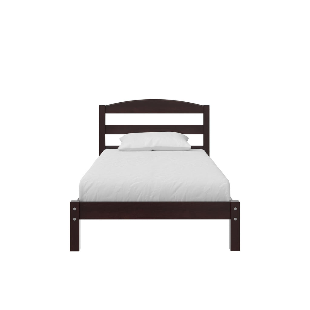  Leighton Kids Twin Size Bed, Wood Platform Bed Frame, Espresso
