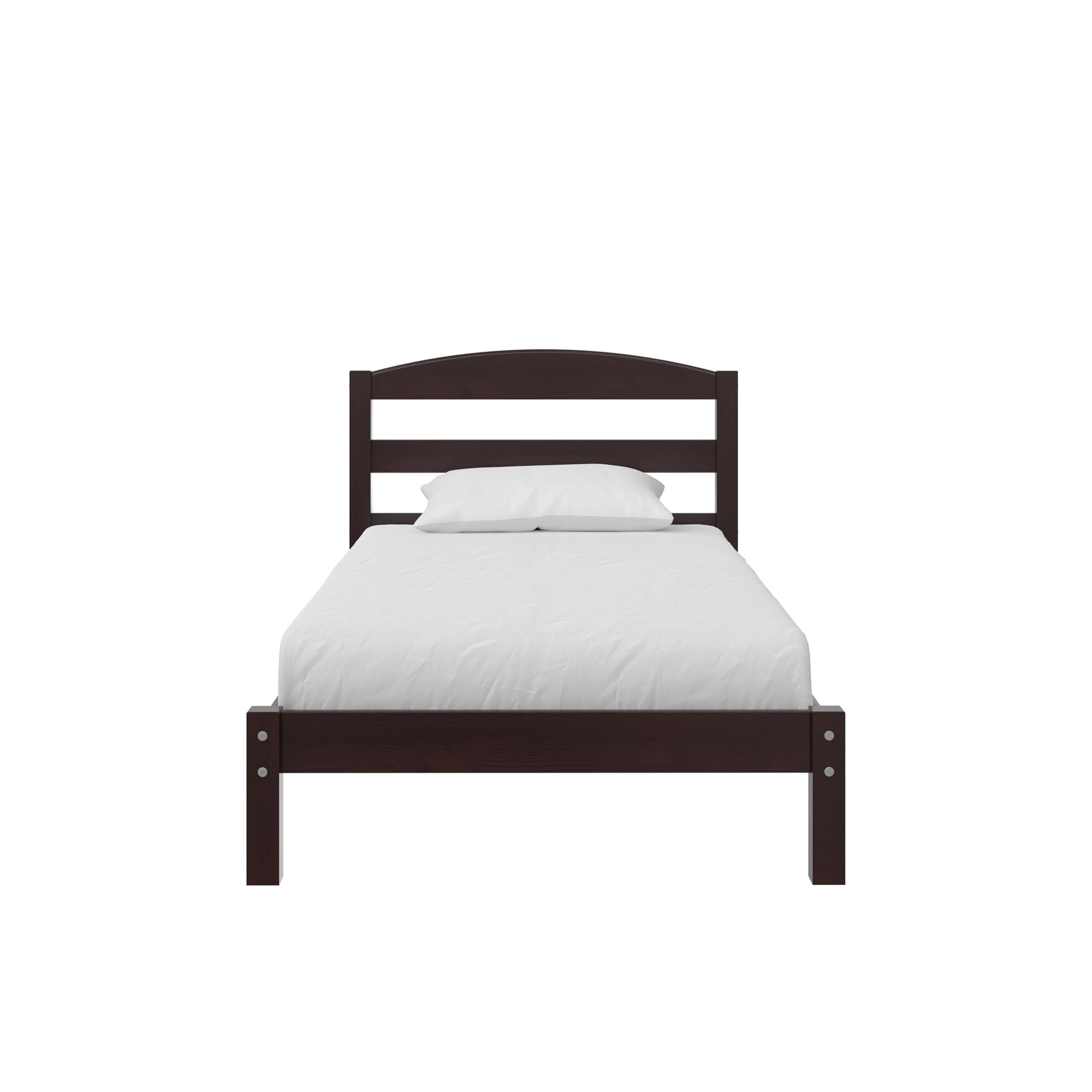  Leighton Kids Twin Size Bed, Wood Platform Bed Frame, Espresso
