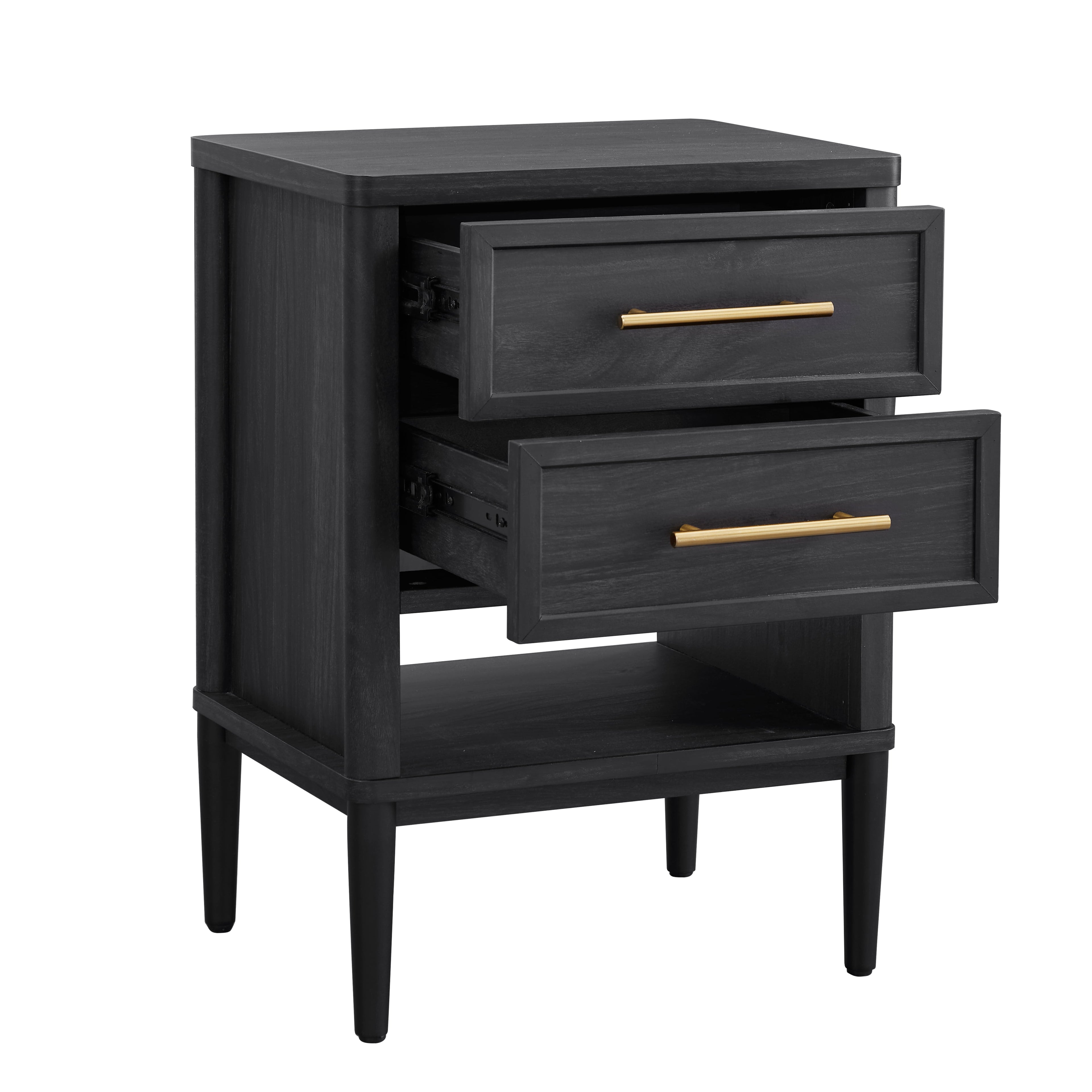 (2 pack)  Oaklee 2-Drawer Nightstand, Charcoal Finish