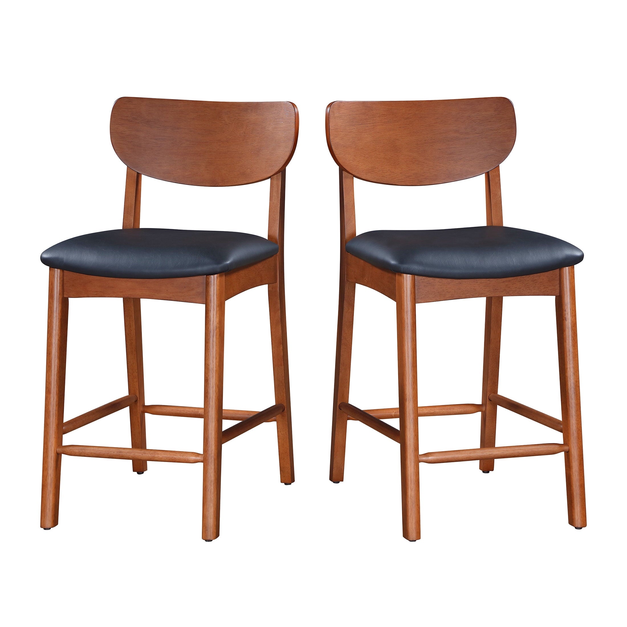 Greyson Counter Height Stools, Black Faux Leather Seat, Set of 2