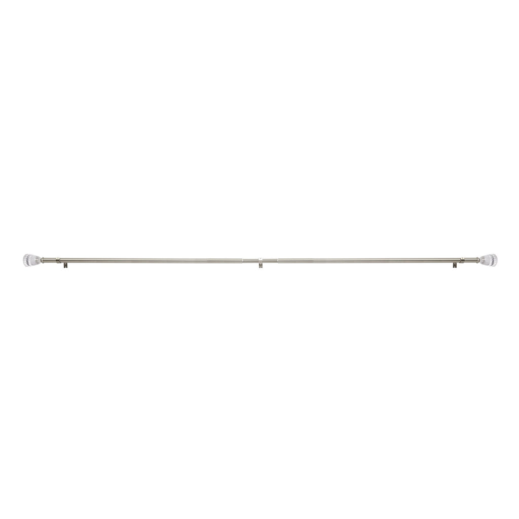  Clear Fluted 1" Single Curtain Rod, 42"-120",  Nickel