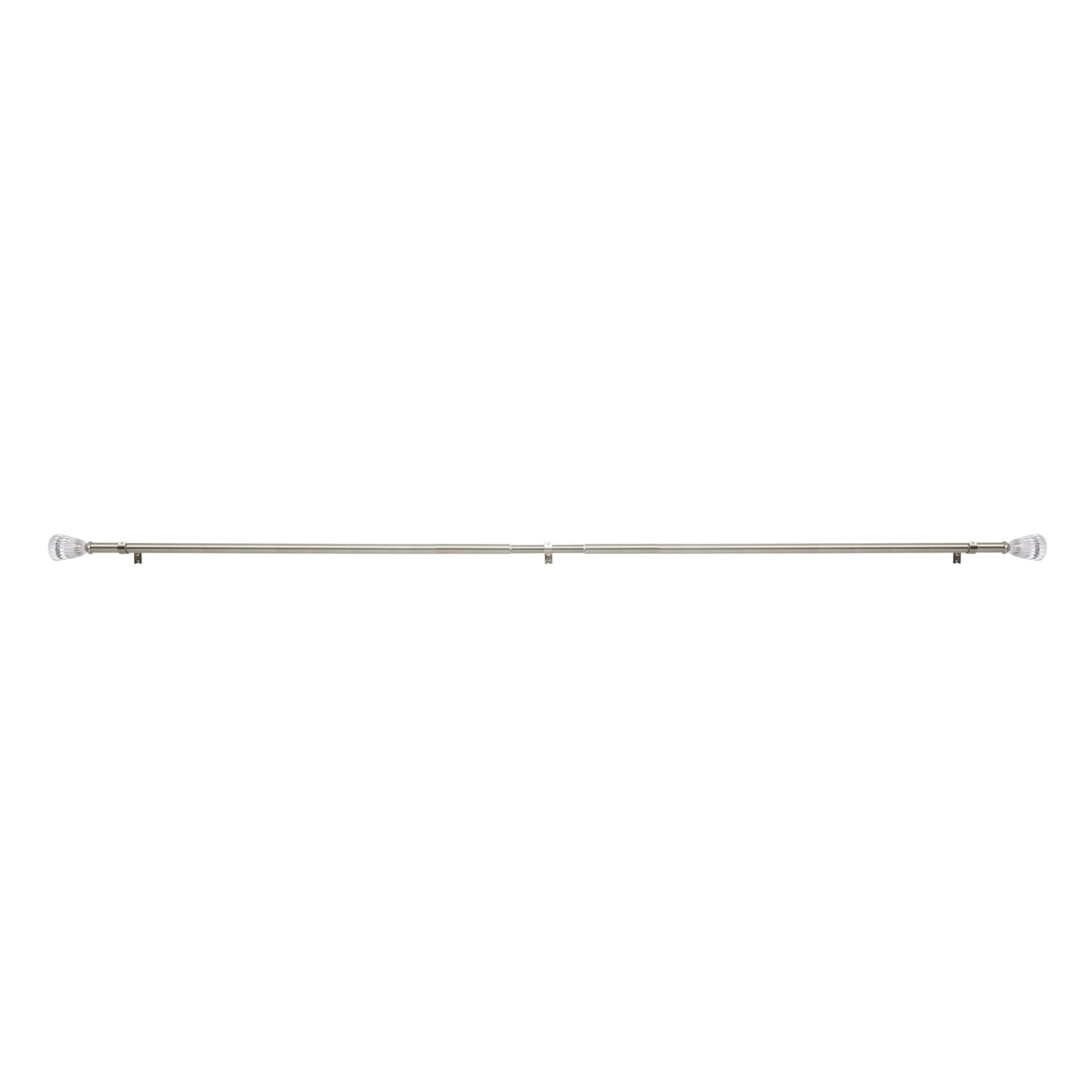 Clear Fluted 1" Single Curtain Rod, 42"-120",  Nickel