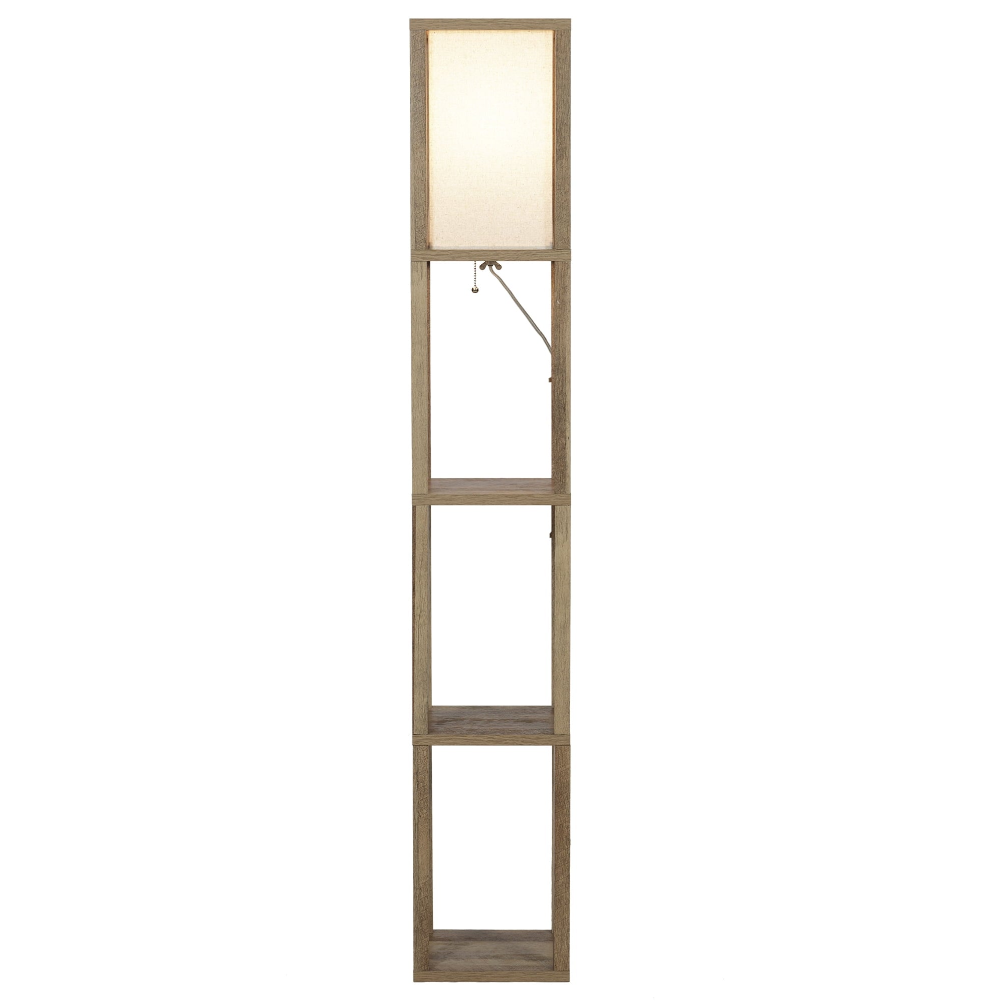  62.25" Modern Pull Chain Weathered Floor Lamp with Natural Square Shade