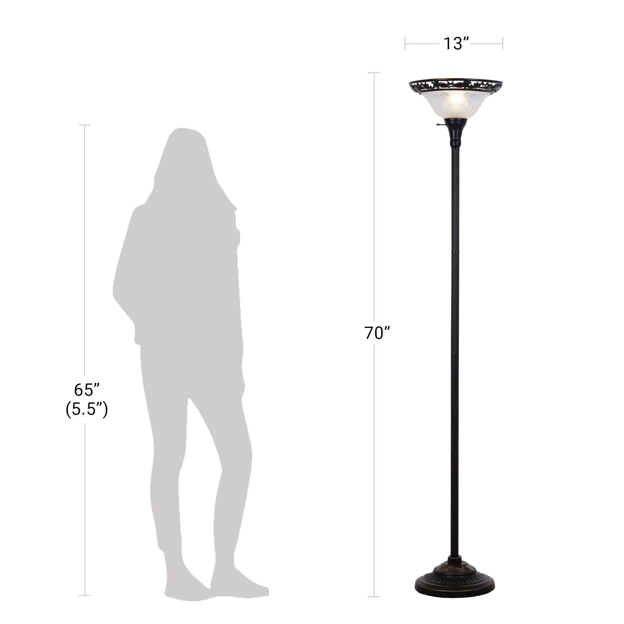  Traditional Bronze Victorian Floor Lamp 70"