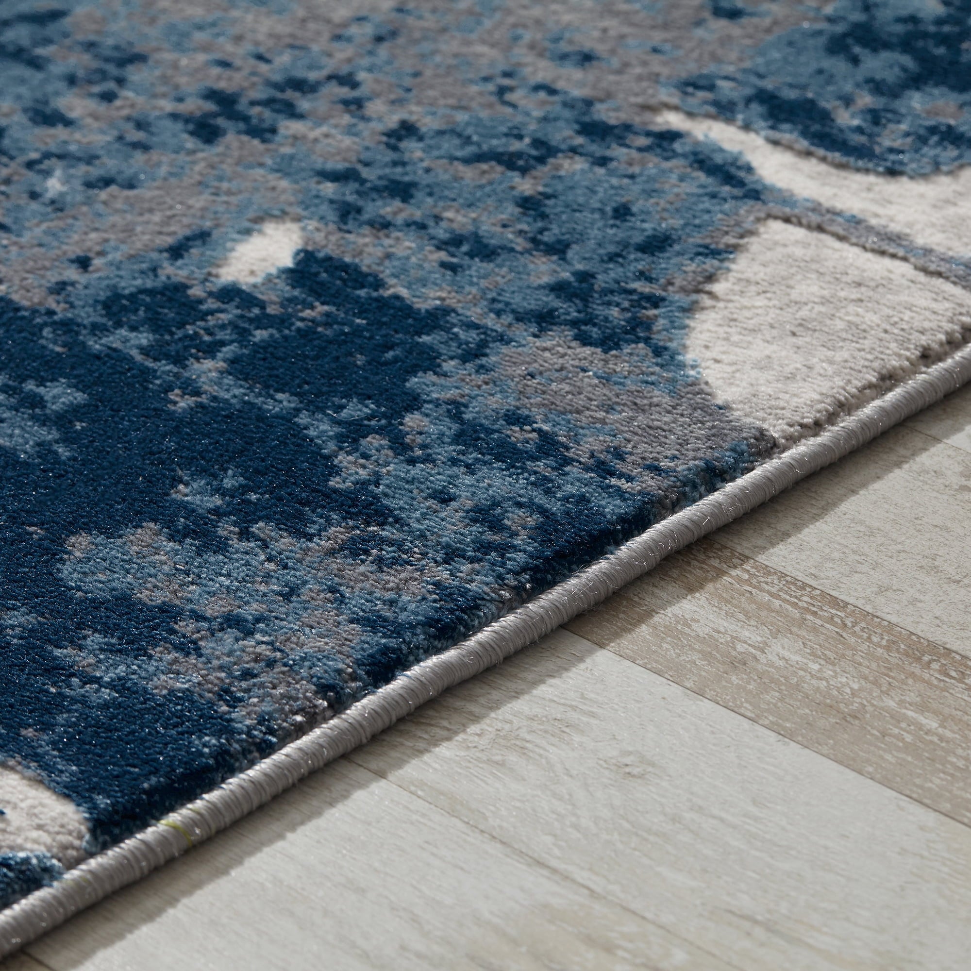  Blue & Gray Botanical Blooms, Indoor Area Rug, 5' x 7'