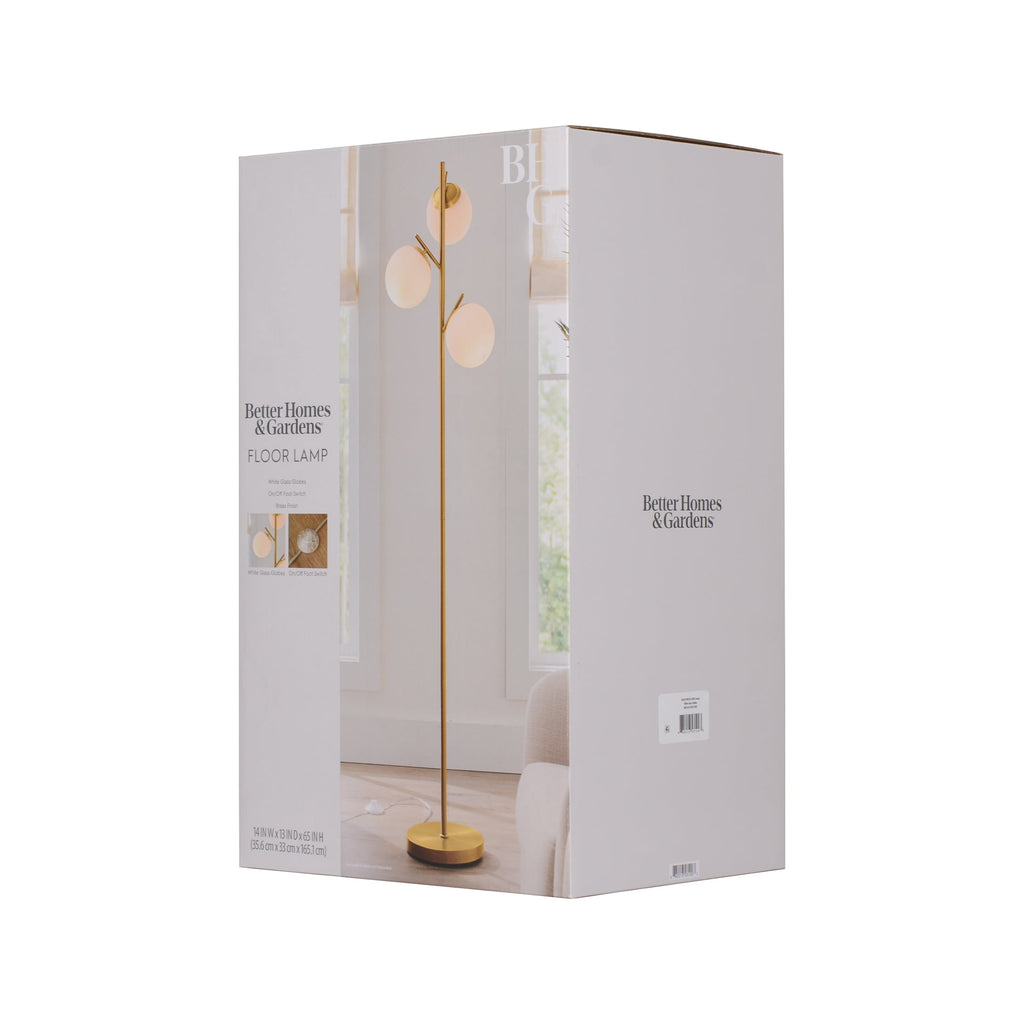  3-Globe Floor Lamp Modern Freestanding Lamp Living Room w/Foot Switch