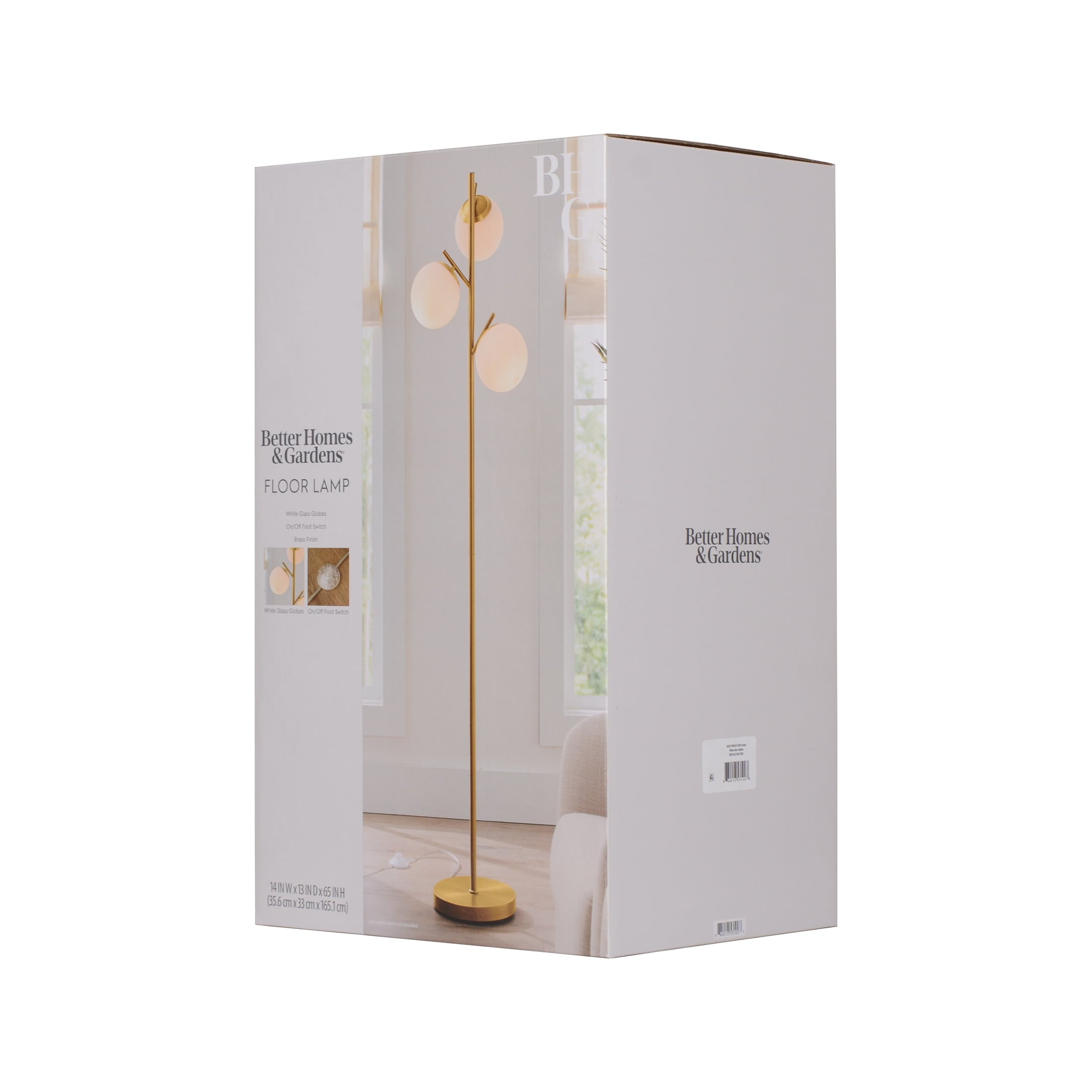  3-Globe Floor Lamp Modern Freestanding Lamp Living Room w/Foot Switch