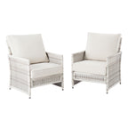  Paige Outdoor Wicker Stationary Lounge Chairs, Set of 2, White