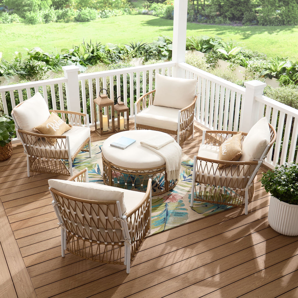  Lilah 2-Pack Outdoor Wicker Lounge Chairs, White