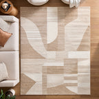  Neutral Modern Shapes Abstract Indoor Area Rug, 7'10"x10'