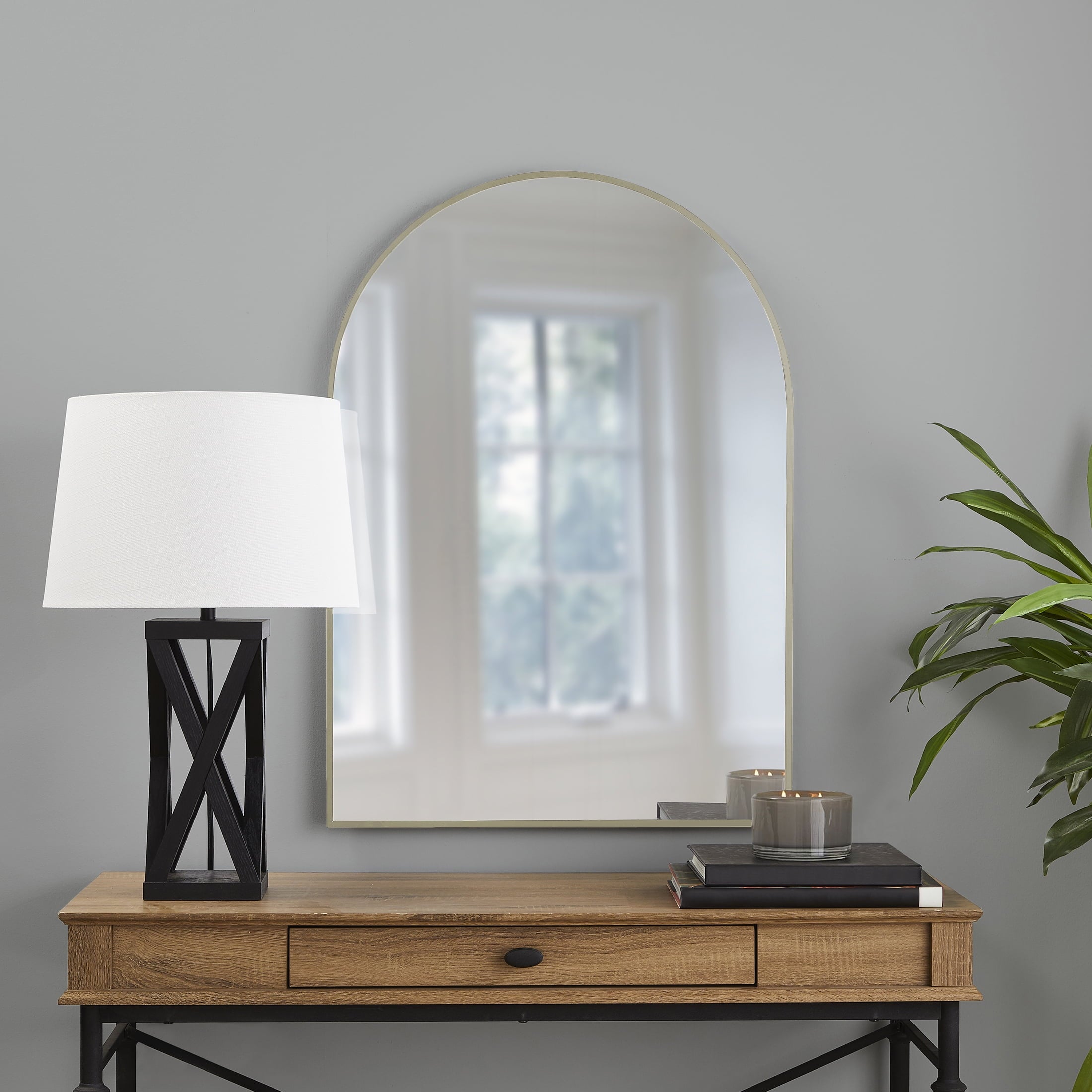  24x34 Gold Arched Large Wall Mirror for Bathroom or Living Room