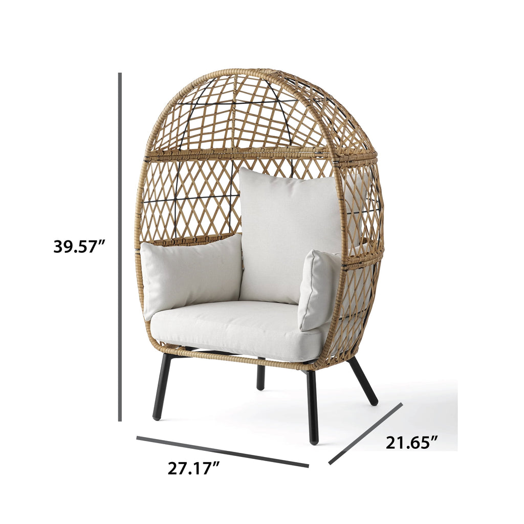  Ventura Boho Outdoor Wicker Stationary Kid's Egg Chair, Tan