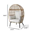  Ventura Boho Outdoor Wicker Stationary Kid's Egg Chair, Tan