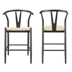  Springwood Wishbone Metal Counter Bar Stool, 2 Pack, Black Color for Indoor