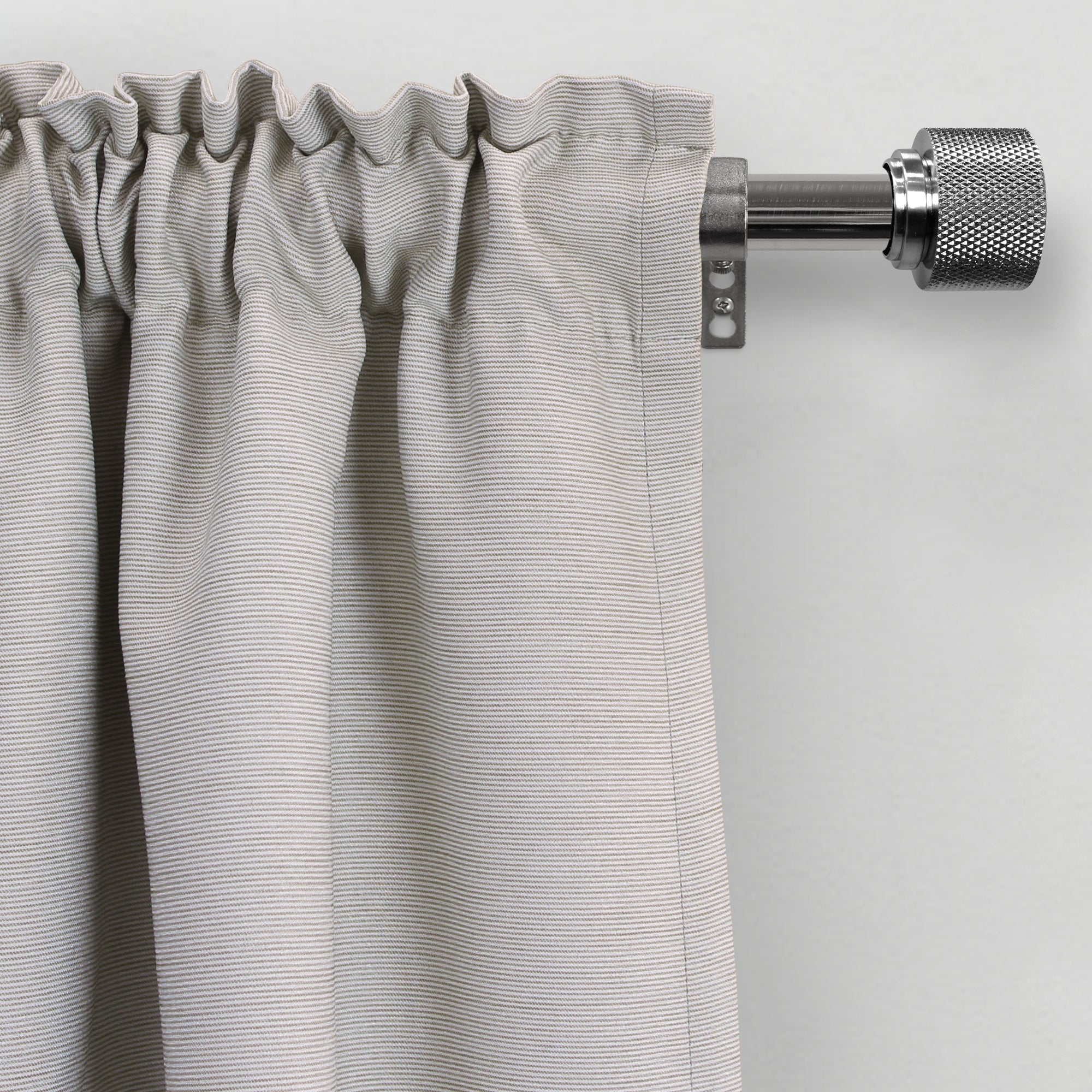  1" Satin Nickel Knurled Cylinder Curtain Rod, 42-120"