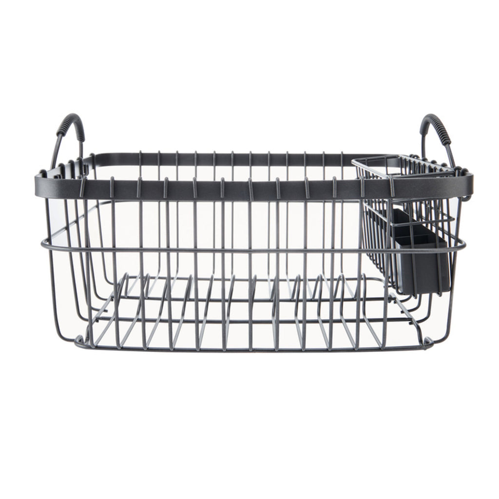  Metal Dish Rack with Caddy, Antique Gray, Best Used for Dish Drying and Sink Organization