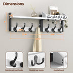 Burfoko 4-in-1 Wall Mounted Coat Rack with Shelf - 29" Entryway Organizer with 11 Hooks, Mail Holder & Key Hanger, Space-Saving for Hallway/Bedroom, White