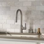  Pull Down Kitchen Faucet with Soap Dispenser in Satin Nickel