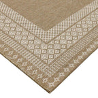  5'x7' Beige Border & Striped Reversible Indoor/Outdoor Rug